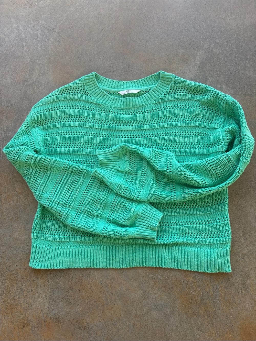 ⭐️5 for $20⭐️ Marks and Spencer open stich green sweater age 13-14